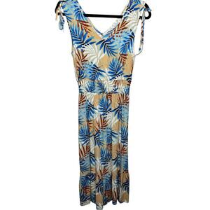 NWT LCW Casual Tropical Palms Maxi Dress Women's Size Small